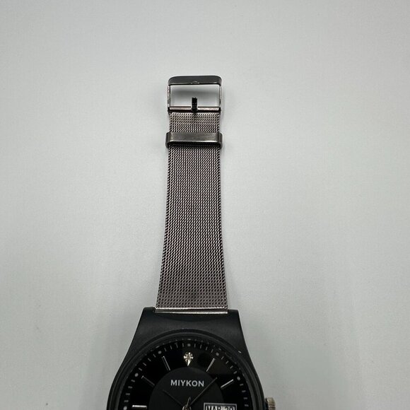 Miykon Watch Men Black Day Date Dial 38MM Mesh Buckle Band New Battery 9 Inch - Picture 4 of 13